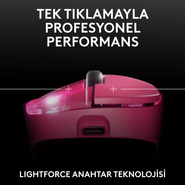 Logitech G PRO X SUPERLIGHT 2 DEX LIGHTSPEED HERO 2 32K DPI Sensör PC/Mac için Kablosuz Oyun Mouse - Pembe - Resim 5