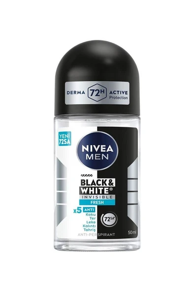 Nivea Men Invisible Black & White Fresh 50 ml Erkek Roll-On