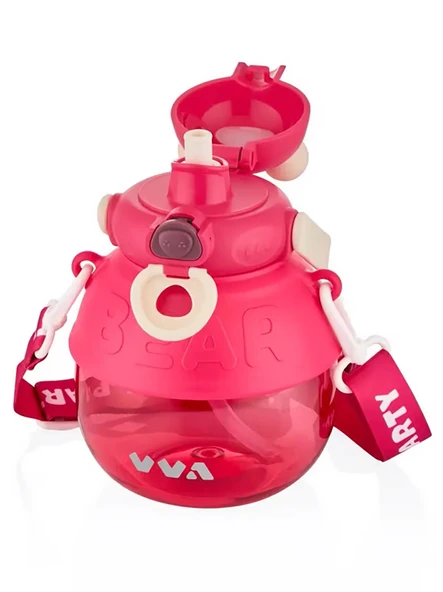 Vagon Life Ayıcık Desenli TKK Tritan Matara Pembe 1000 Ml V1003 - 2