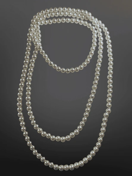 2 Parça Vintage Stil 120 cm ve 45 cm Uzun İnci Model Kolye | Çok Katlı Kullanım Klasik & Şık Tasarım ürün görseli 1