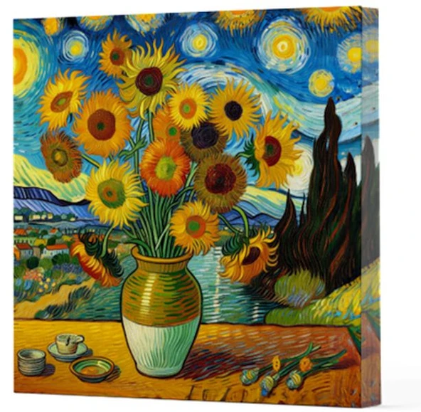 Van Gogh 10 Ayçiçekleri - Çizgisiz Yan Boyamalı Defter ürün görseli