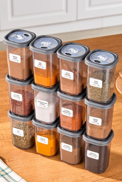 Buclee Via 52 Adet 104 Parça Kare Erzak Ve Bakliyat Saklama Kabı 12x(300ML 350 ML 500ML) 8x(1100ML 1700ML) - Resim 6