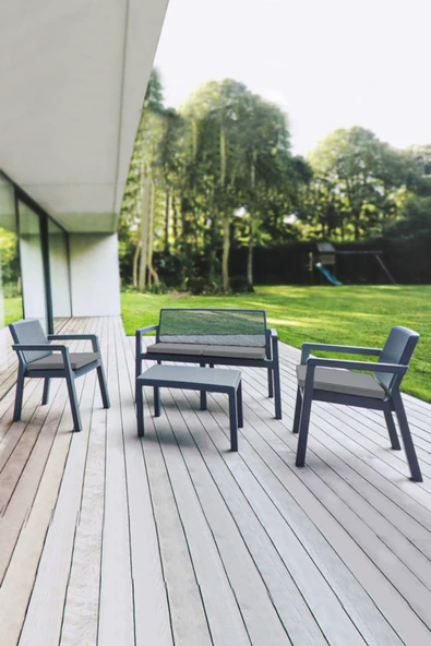 Violet Prestij 2+1+1 Antrasit 4lü Bahçe Balkon Masa Takımı