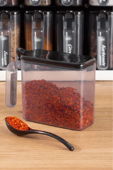 Buclee Simple Standlı 12'Li Kendinden Yapışkanlı Kaşıklı Kapaklı Baharatlık Takımı-Etiketli Baharatlık - 4