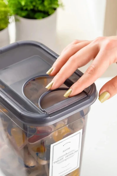 Buclee Mona Big 4 Lü Çok Amaçlı Toz Ve Tablet Deterjan Saklama Kutusu Kabı Seti Etiketli 3,2 Litre - Resim 2