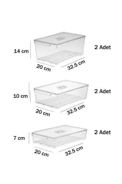 Buclee Dalia 6'lı 12 Parça Kapaklı Buzdolabı Düzenleyici, dolap İçi Düzenleyici, organizer, Saklama Kabı - Resim 5