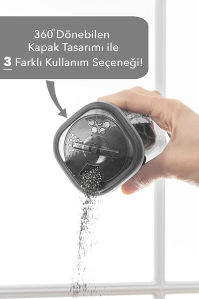 Buclee Miya 12'li Etiketli ve Kilitlenebilir Hava Almaz Kapaklı Baharatlık Seti-Baharatlık Saklama Kabı Gri - 4