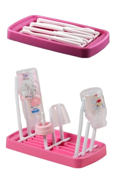 Buclee Pratik Biberon Kurutucu Katlanabilir Taşınabilir Çok Amaçlı Pembe - Resim 3