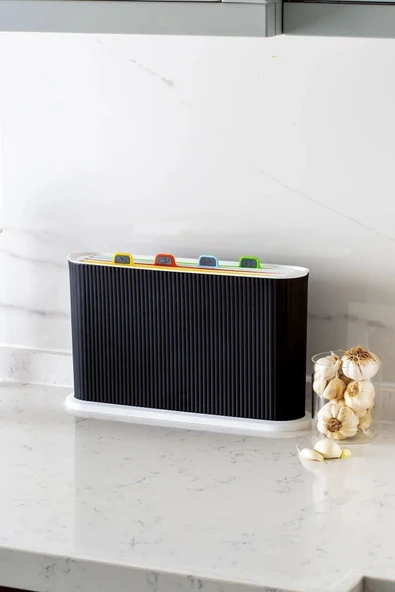 Buclee Siyah Beyaz Standlı Kesim Tahtası Panosu - Çoklu Doğrama Tahtası Seti - Resim 2