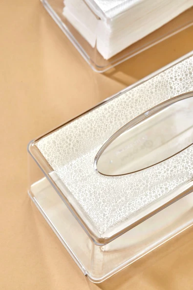 Buclee Şeffaf Peçetelik - Dekoratif Havlu Kağıt Dispenseri Clear Peçete Organizeri - 4