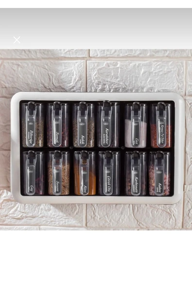 Buclee Standlı 12'li Kendinden Yapışkanlı Tezgahta Ve Duvara Monteli Kaşıklı Baharatlık Takımı - Resim 4