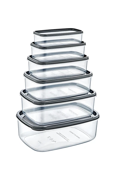 Buclee Dikdörtgen Sweet Şeffaf Saklama Kabı Seti 300/500/800/1200/1900/2900 Ml 6lı Dg-3153060218015 ürün görseli 1