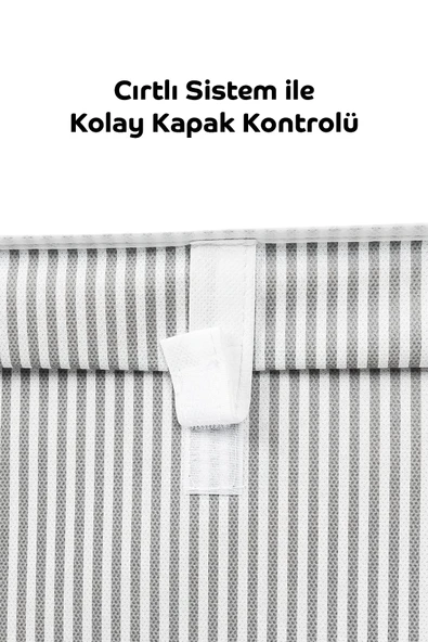 Buclee Kapaklı Çok Amaçlı Çamaşır-saklama-düzenleme Vb.Hurç, Kutu 50x40x30 - Maxi Model Kutu - Gri - 3