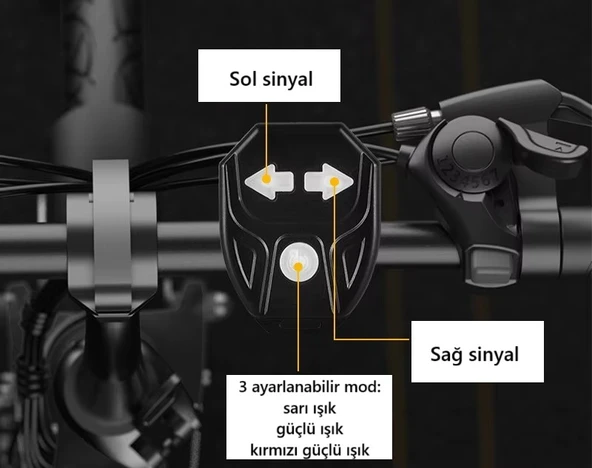 Schulzz Uzaktan Kumandalı Bisiklet Stop Lambası – LED Sinyalli, Su Geçirmez, USB Şarjlı, Alarm Sesli 5M Arka Lamba - 3