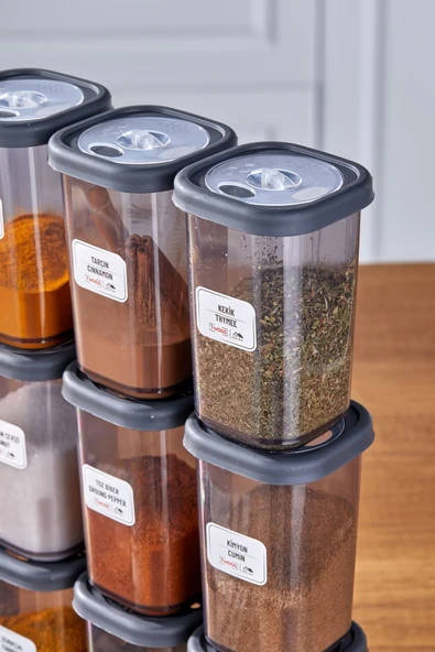 Buclee Via 52 Adet 104 Parça Kare Erzak Ve Bakliyat Saklama Kabı 12x(300ML 350 ML 500ML) 8x(1100ML 1700ML) - Resim 8