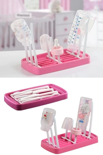 Buclee Pratik Biberon Kurutucu Katlanabilir Taşınabilir Çok Amaçlı Pembe - Resim 2