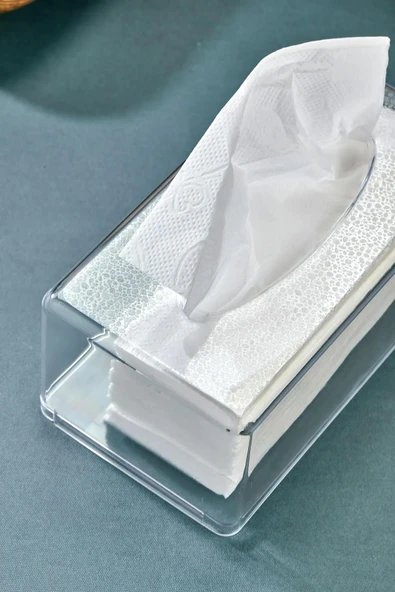 Buclee Üstü Desenli Clear Peçete Organizeri Z Peçetelik - Resim 3
