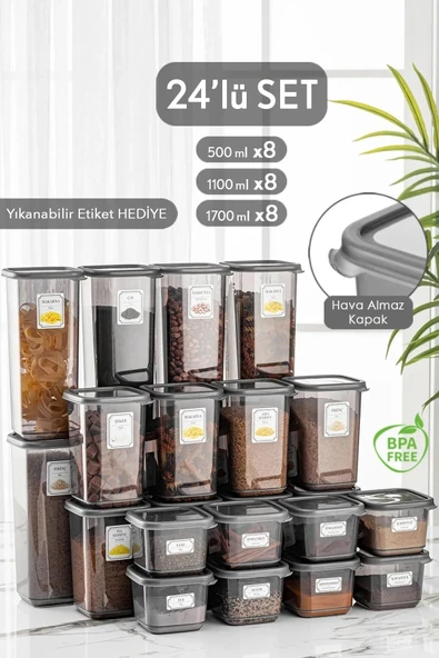 Buclee Big Vera 77 Parça Buzluk Erzak Ve Bakliyat Saklama kabı & Baharatlık Çeyiz Seti - 2