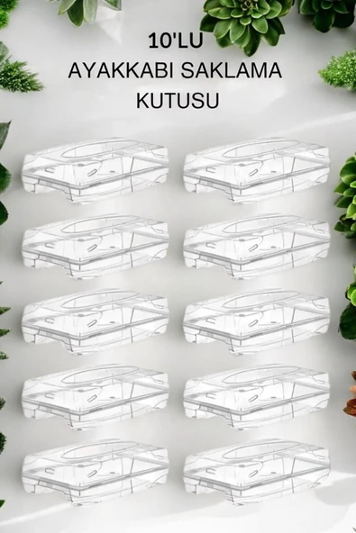 Buclee Byv - 10'lu Kadın Ayakkabı Kutusu Şeffaf Ayakkabılık Ayakkabı Saklama Kutusu