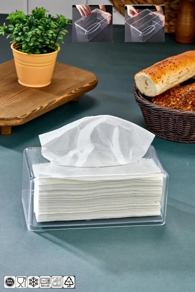 Buclee Üstü Desenli Clear Peçete Organizeri Z Peçetelik ürün görseli 1