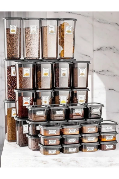 Buclee Nida 48'li 96 Parça Çeyiz Seti-erzak Ve Bakliyat Saklama Kabı Mutfak Ve Kiler Düzenleyici Set ürün görseli 1