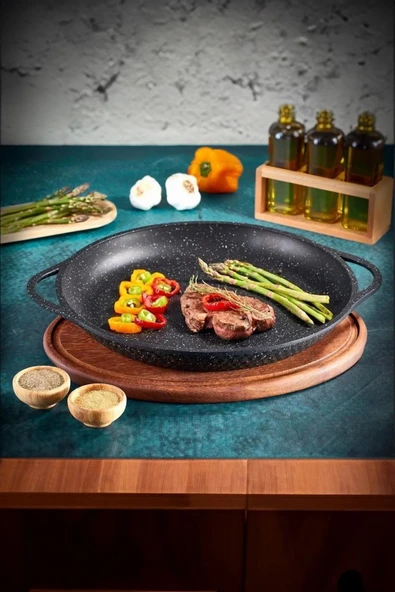 Buclee Granit Döküm Gözleme Saç Kavurma Tavası 36 Cm ürün görseli 1