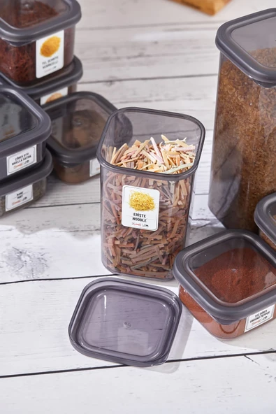 Buclee Via 52 Adet 104 Parça Kare Erzak Ve Bakliyat Saklama Kabı 12x(300ML 350 ML 500ML) 8x(1100ML 1700ML) - Resim 4