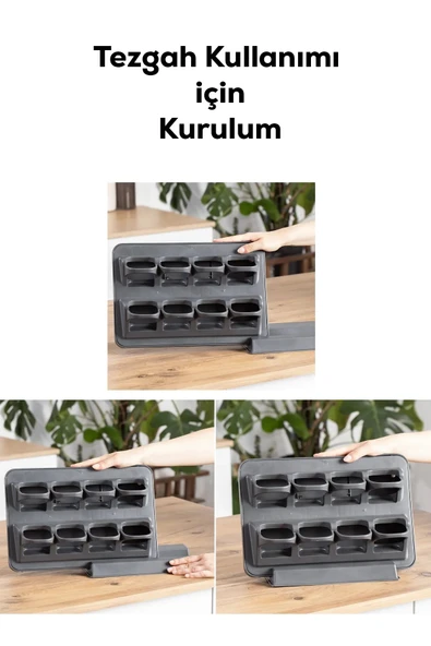 Buclee Henna 8li Etiketli Asmalı Kendinden Yapışkanlı Tezgah Üstü Standlı Döner Kapaklı Baharatlık Seti - Resim 3