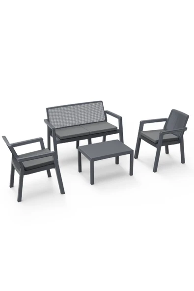 Violet Prestij 2+1+1 Antrasit 4lü Bahçe Balkon Masa Takımı - 2