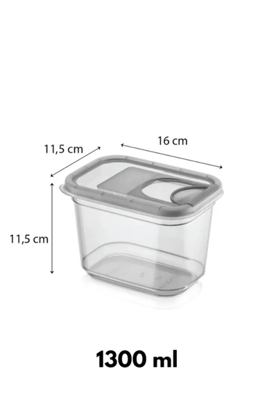 Buclee 3’lü Sürgülü Kapaklı Saklama Kabı Seti – Antrasit Renk (3200 ML, 2000 ML, 1300 ML) - 8