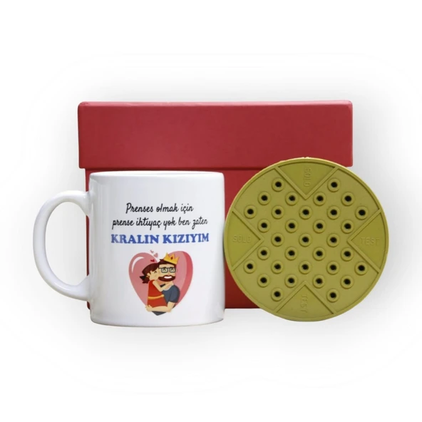 Geçmişin Büyüsüyle Dolu Özel Kırmızı Hediye Kutusu ve Ben Zaten Kralın Kızıyım Yazılı Kupa Bardak - 3