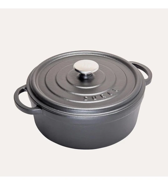 SÜREL DÖKÜM 28 CM DERİN YUVARLAK TENCERE MAT SİYAH