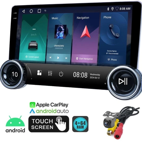 Rose DC-8710BT-464 10.1"Android 10 4+64 GB Kameralı  Multimedya Teyp