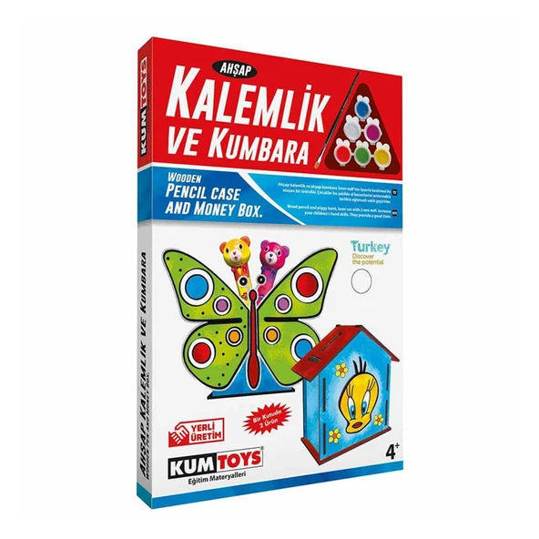 Kumtoys Ahşap Kalemlik Ve Kumbara Seti