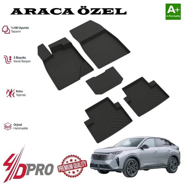 PEUGEOT 3008 HYBRIT 4-D HAVUZLU KAUÇUK PASPAS SİYAH 2024 2025 2026 ürün görseli 1