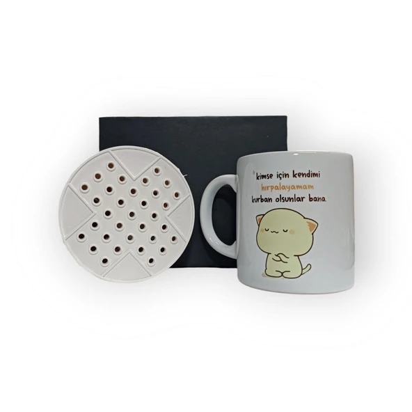 Nostaljik İçerikli Siyah Hediye Kutusu ve Kurban Olsunlar Bana Baskılı Kupa Bardak - 2