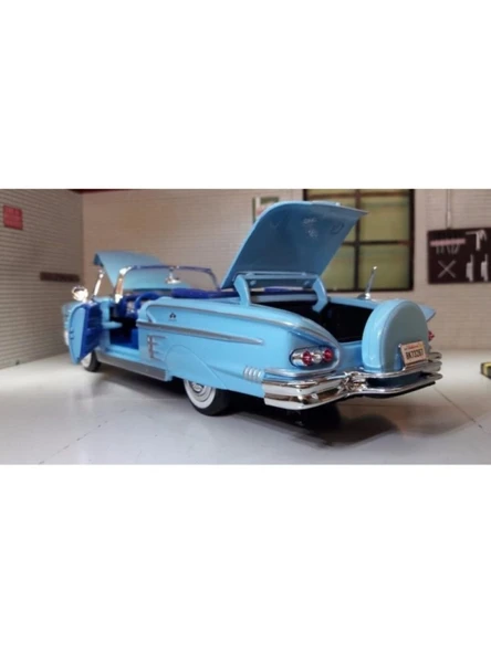 1958 Chevrolet Impala Mavi 1/24 Model Araba - 7