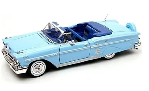 1958 Chevrolet Impala Mavi 1/24 Model Araba - 5