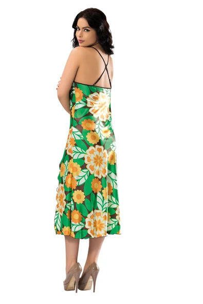 Yeşil Yırtmaçlı Saten Gecelil - Resim 2