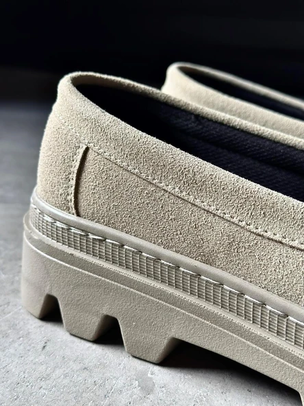 Yüksek Taban Klasik Ayakkabı Vizon Süet - Resim 2