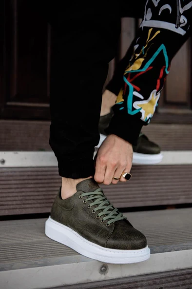 Yüksek Taban Günlük Ayakkabı Haki - Resim 5