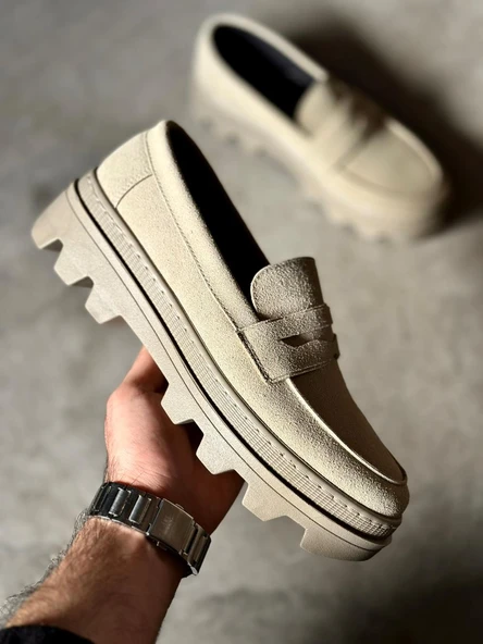 Yüksek Taban Klasik Ayakkabı Vizon Süet - Resim 5