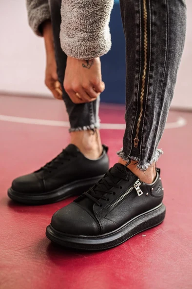 Yüksek Taban Günlük Ayakkabı Siyah (Siyah Taban) - Resim 5