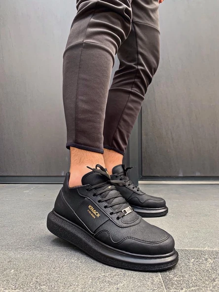 Yüksek Taban Günlük Ayakkabı Siyah (Siyah Taban) - Resim 3