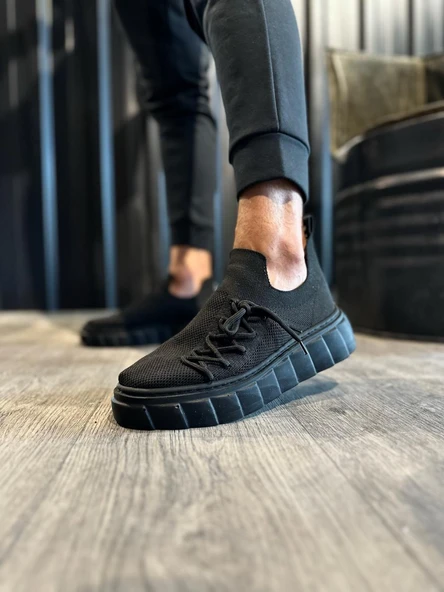 Yüksek Taban Günlük Ayakkabı Siyah (Siyah Taban) ürün görseli