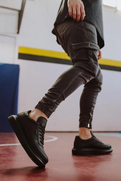 Yüksek Taban Günlük Ayakkabı Siyah (Siyah Taban) ürün görseli