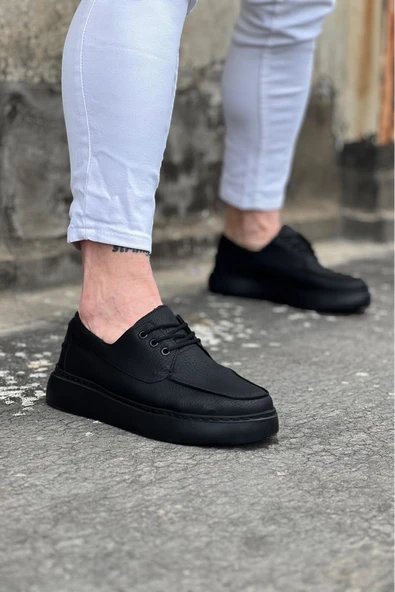 Kömür Cilt Ortopedik Taban Erkek Casual Ayakkabı - Resim 2