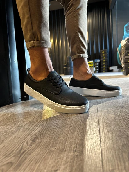 Günlük Ayakkabı Siyah (Beyaz Taban) - Resim 3