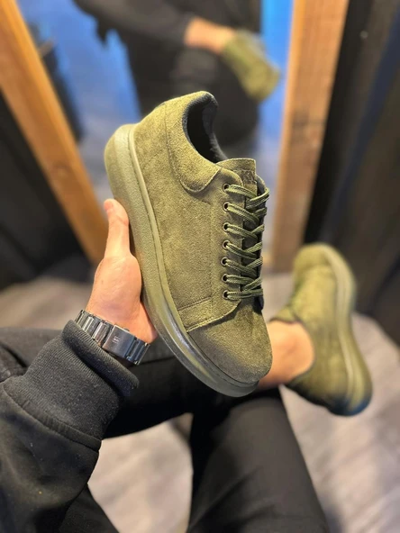 Yüksek Taban Günlük Ayakkabı Haki (Süet) - Resim 3