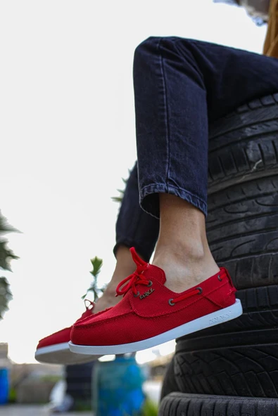 Mevsimlik Keten Ayakkabı Kırmızı - Resim 5